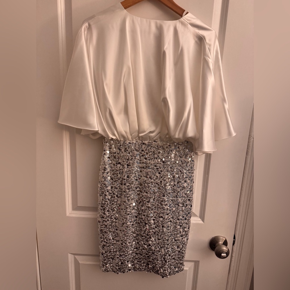 ELIZA J Paillettes Sequin Embellished Cocktail Dress - lys Size 4 MSRP $218 - Picture 9 of 11